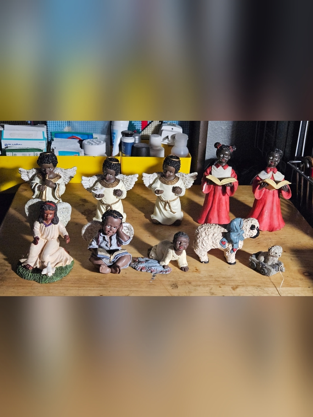 Ceramic Figurine Cherubic Children and Lambs